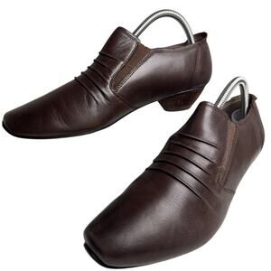 Josef Seibel Ruched Comfort Square Toe Shoes Sz 41 Low Heel Cuban SlipOn Germany